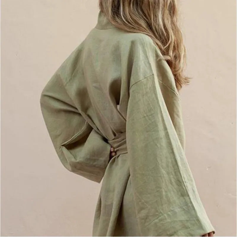 Mousseline Katoen & Lienen Kimono-Stijl Badjas: de ultieme must-have voor elke vrouw - Comfortabele badjas, elegante nachtmode & loungewear voor dames.